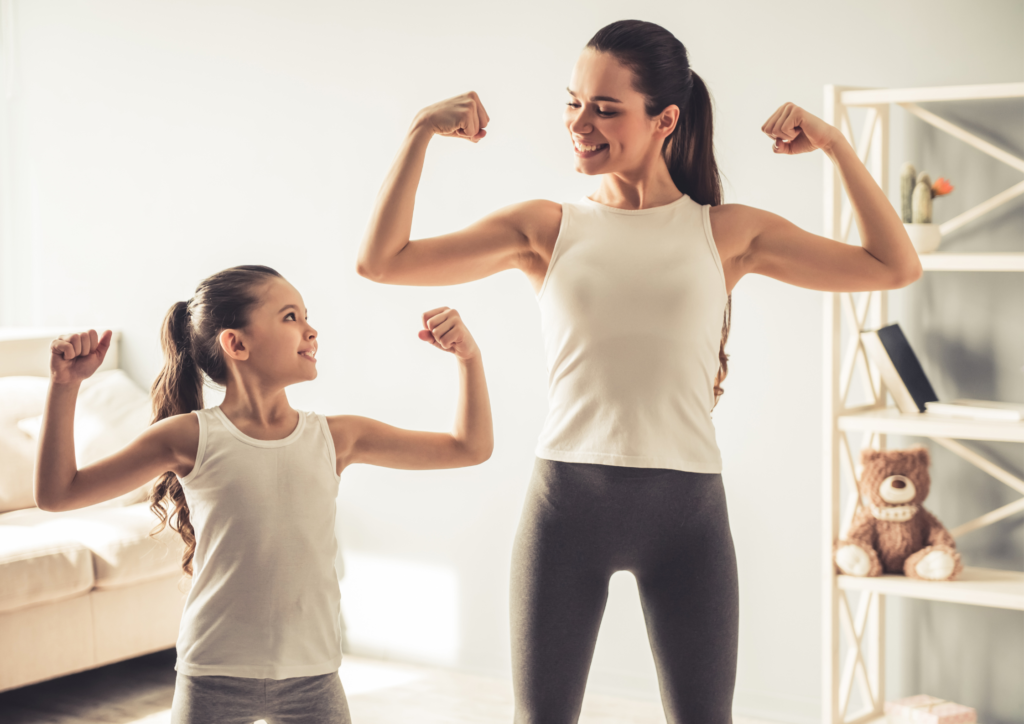 mère et fille au sport
