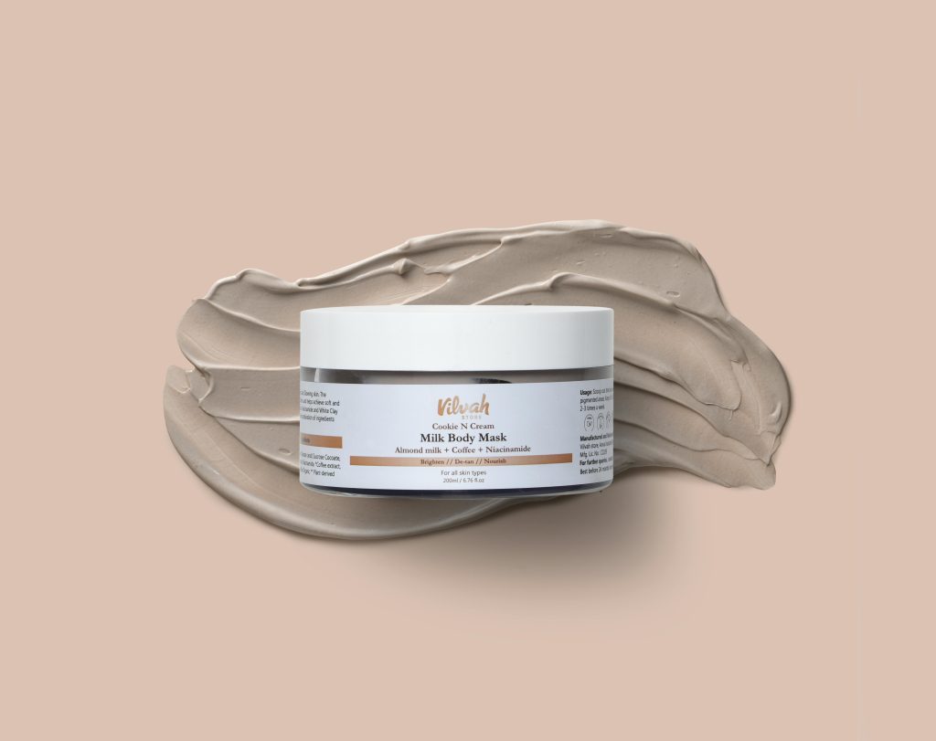 Premium Milk Body Mask skincare product with smooth cosmetic texture for beauty routine.