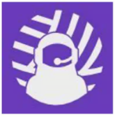 Logo pour Les Triconautes représentant une pelote de laine violette avec des aiguilles à tricoter formant un casque d'astronaute stylisé, à côté du texte Les Triconautes en lettres noires grasses.